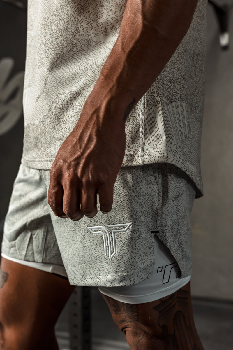 T-Tech Lined Training Shorts (5” Inseam)- White Night Vision