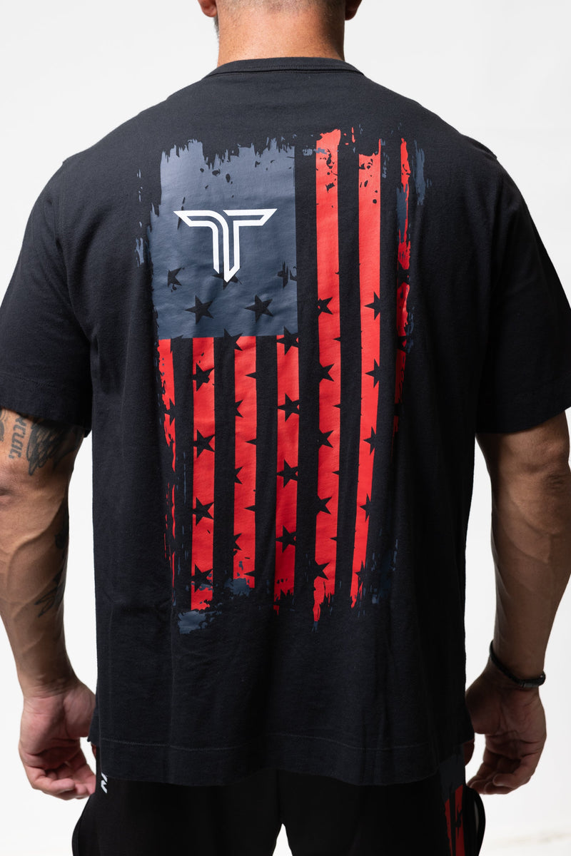 Stars & Stripes Oversized T-Shirt - Black