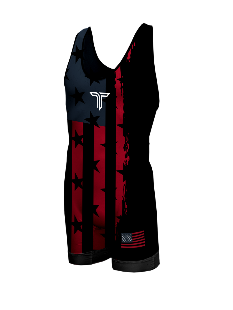 Stars & Stripes Wrestling Singlet - Black